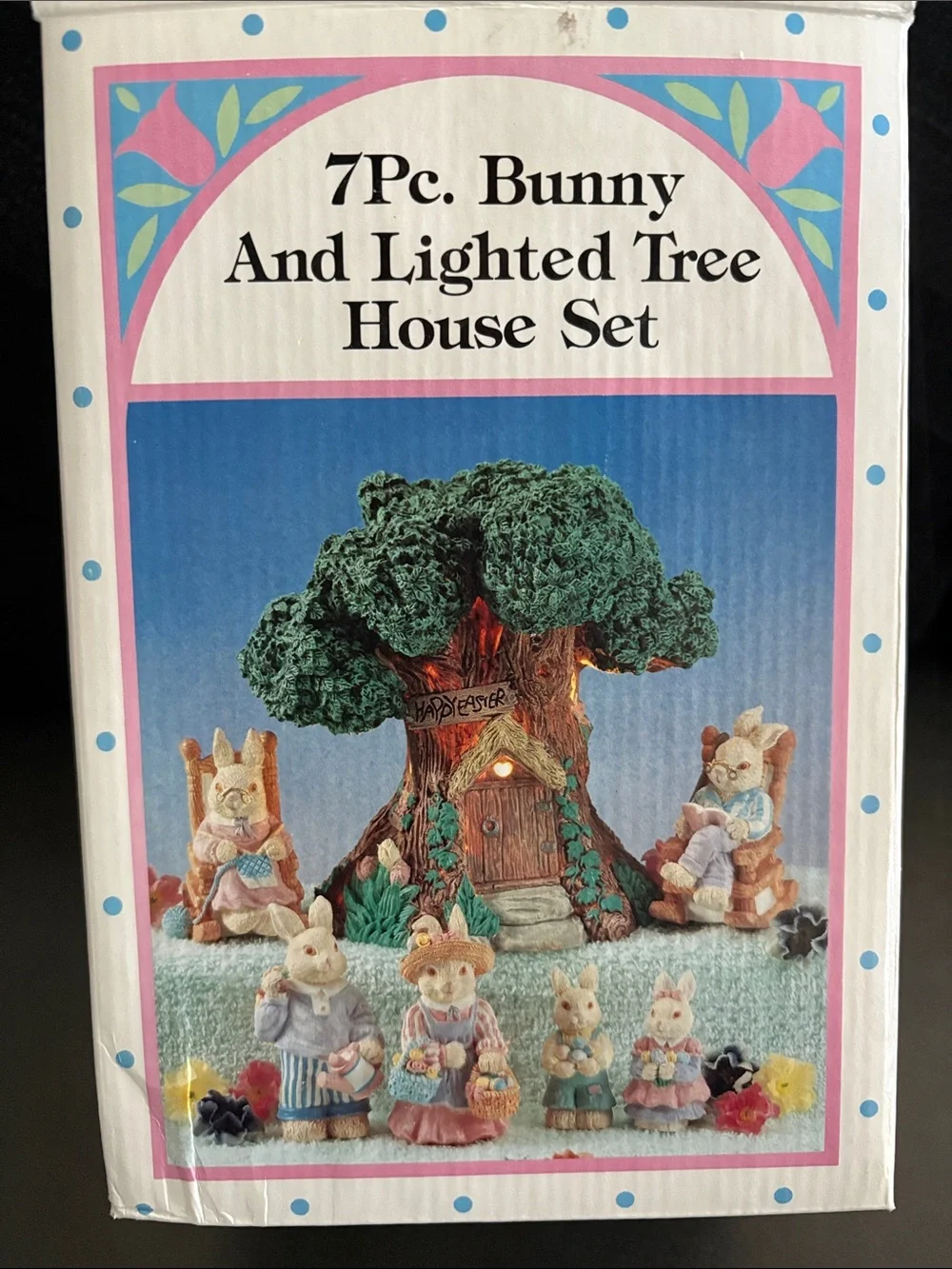 7-Pc Bunny and Lighted Tree House Set - Pastel Multicolor